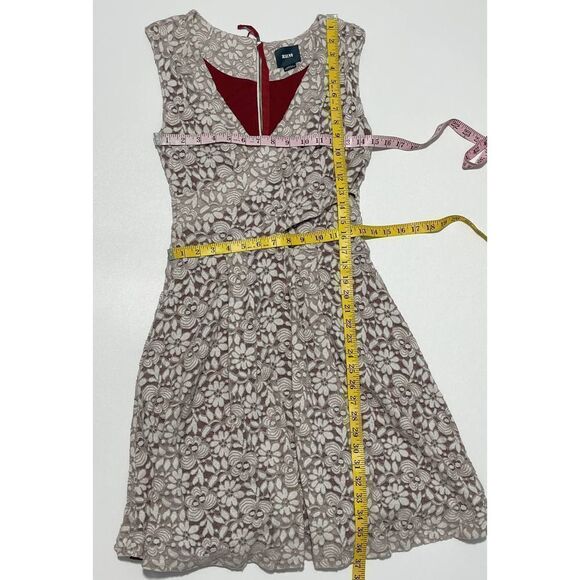 Anthropologie Maeve Dress Faux Wrap V-Neck Floral Lace Sleeveless Tan Small - Picture 6 of 12